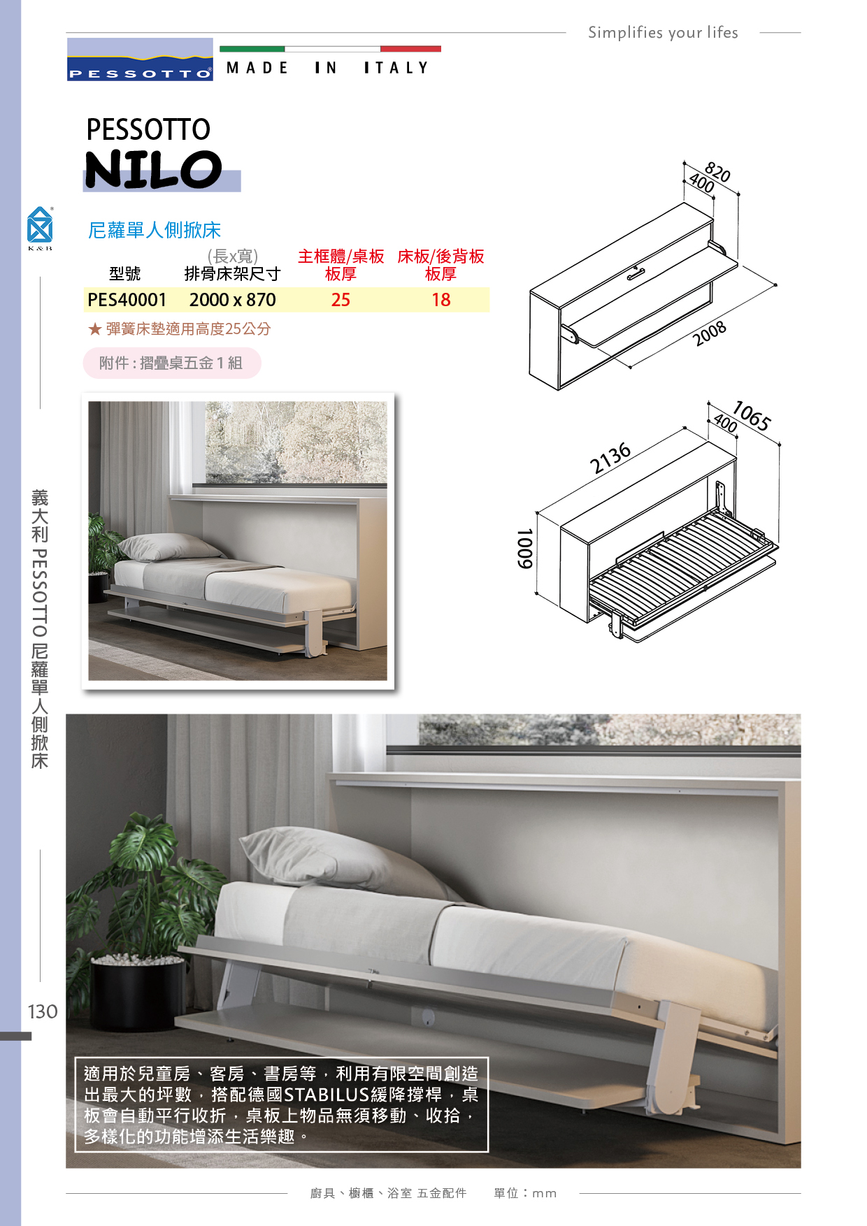 P.121~131 義大利 PESSOTTO 櫥櫃掀床五金